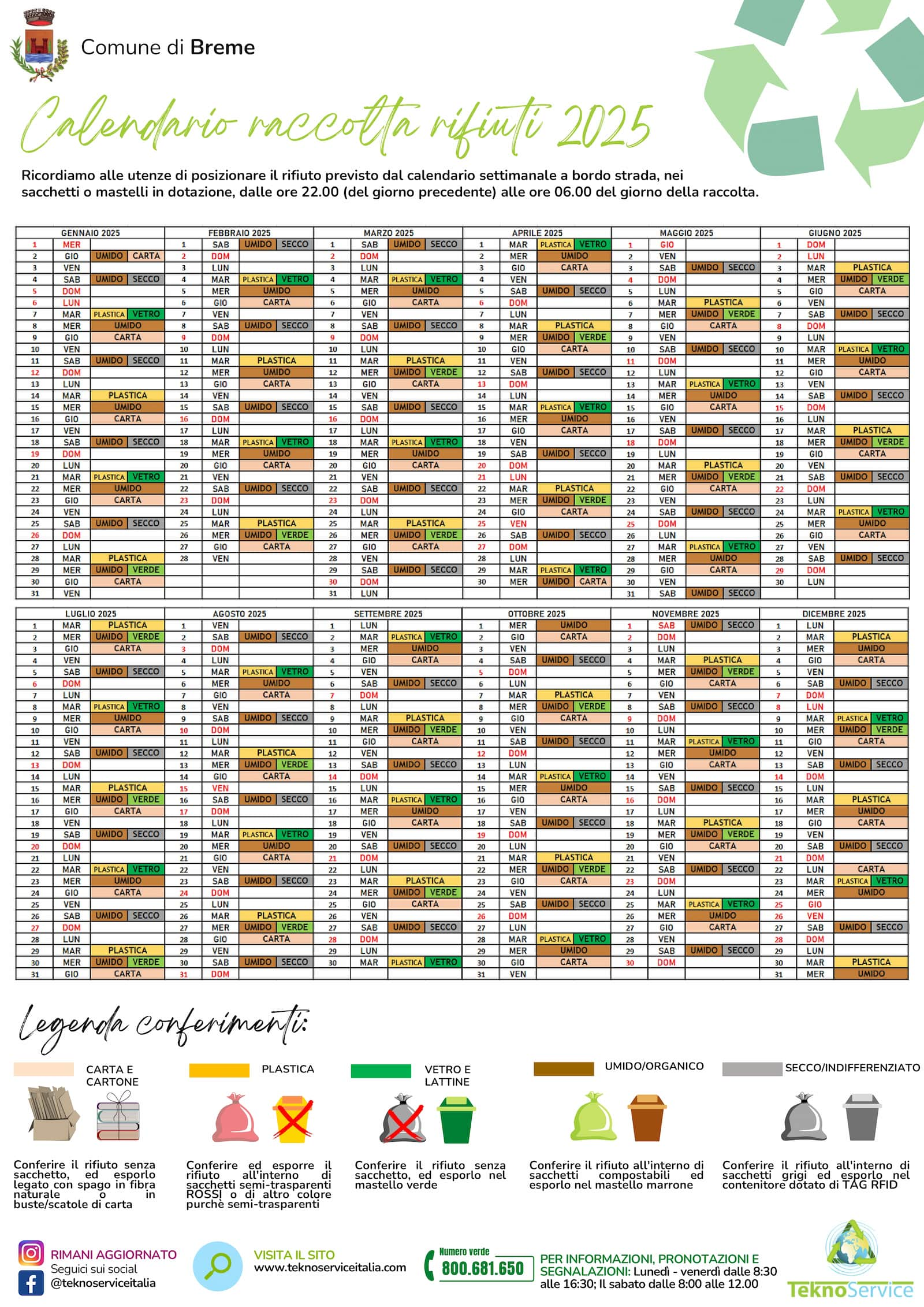 immagine calendario rifiuti 2025 breme